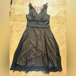 Elegant Black Lace Midi Dress         | Size 16